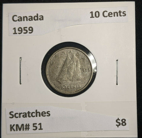 Canada 1959 10 Cents KM# 51 Scratches #493