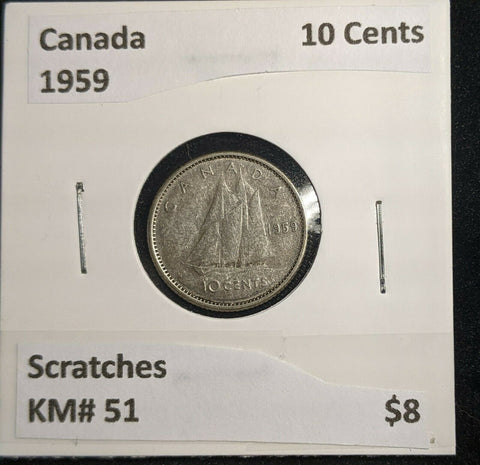 Canada 1959 10 Cents KM# 51 Scratches #497