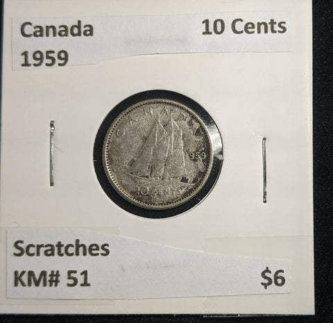 Canada 1959 10 Cents KM# 51 Scratches #061