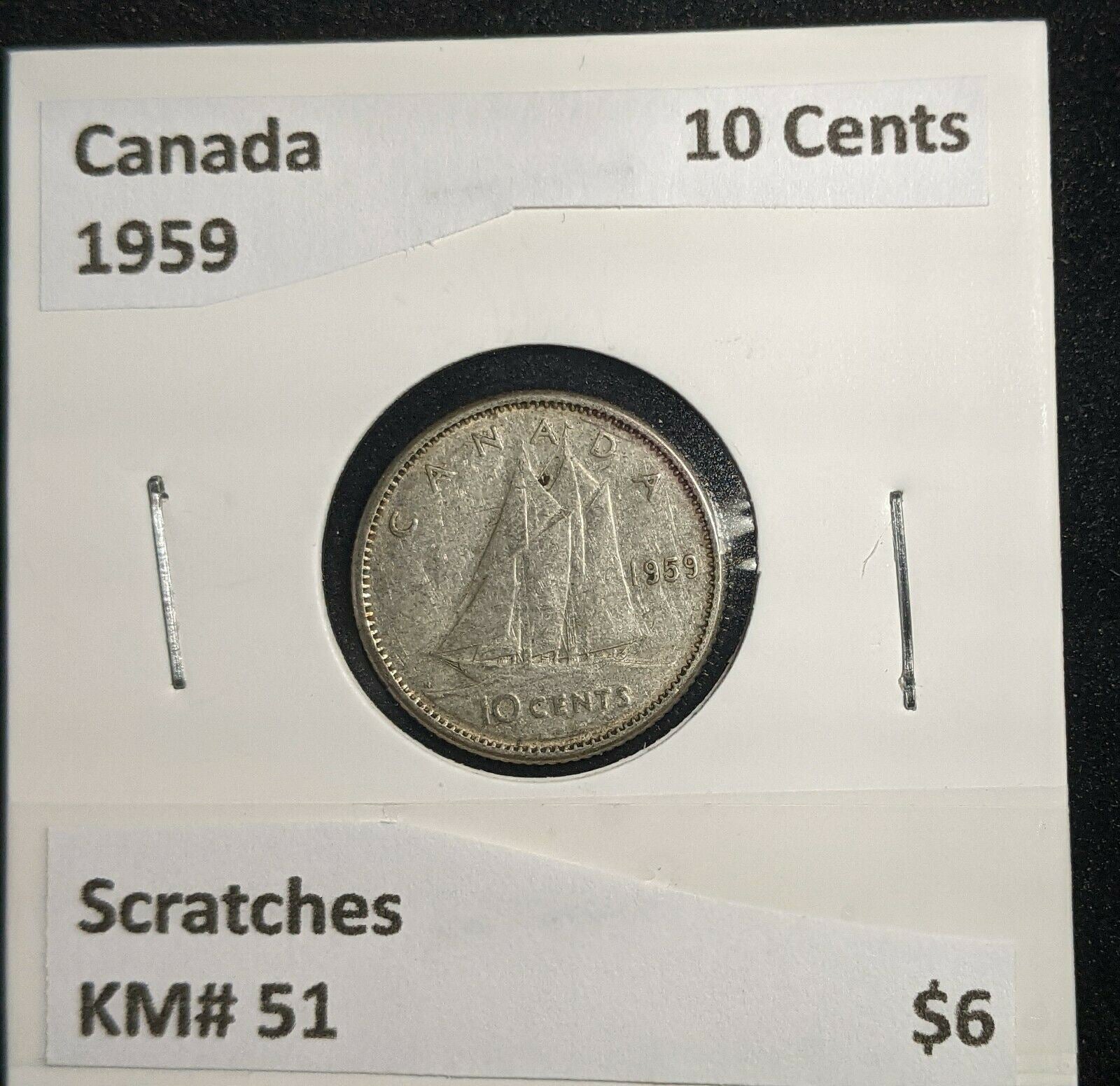 Canada 1959 10 Cents KM# 51 Scratches #088