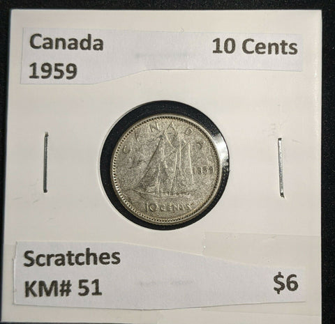 Canada 1959 10 Cents KM# 51 Scratches #108