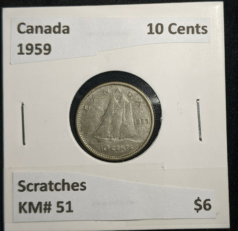 Canada 1959 10 Cents KM# 51 Scratches #103