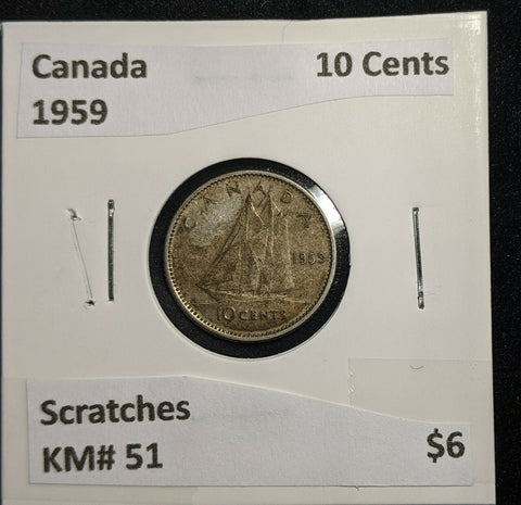 Canada 1959 10 Cents KM# 51 Scratches #097