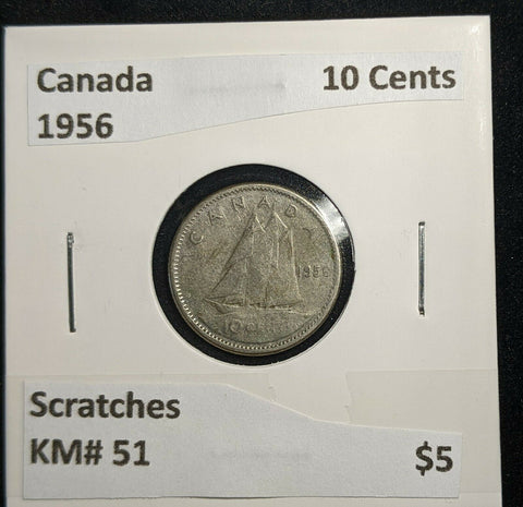 Canada 1956 10 Cents KM# 51 Scratches #489