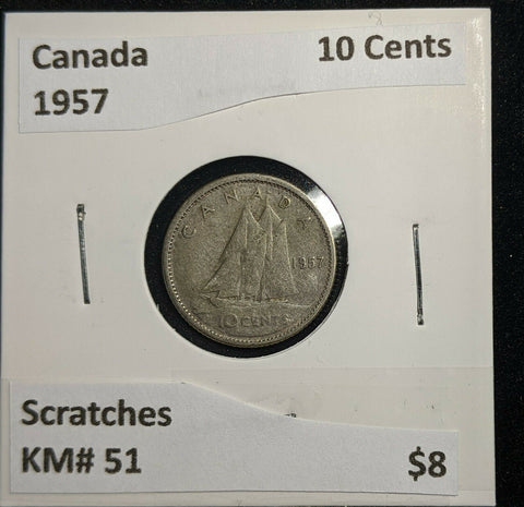 Canada 1957 10 Cents KM# 51 Scratches #099