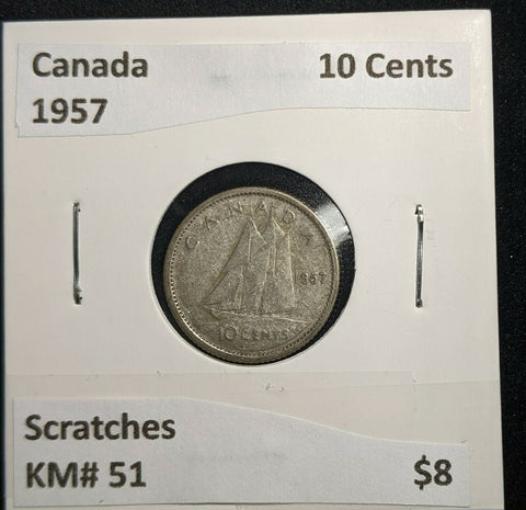 Canada 1957 10 Cents KM# 51 Scratches #070