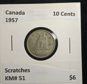 Canada 1957 10 Cents KM# 51 Scratches #084