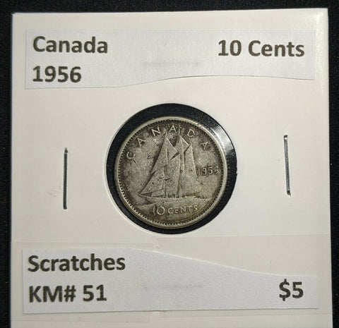 Canada 1956 10 Cents KM# 51 Scratches #102