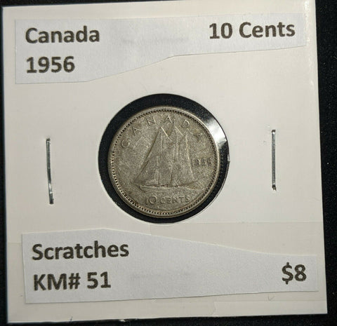 Canada 1956 10 Cents KM# 51 Scratches #098