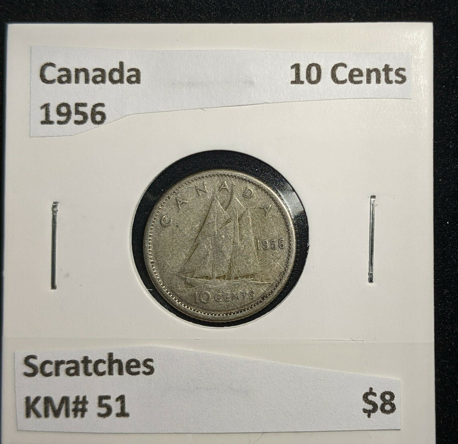 Canada 1956 10 Cents KM# 51 Scratches #499