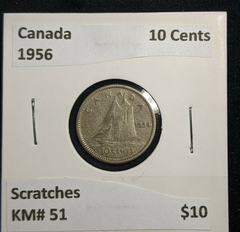 Canada 1956 10 Cents KM# 51 Scratches #487