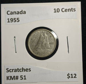 Canada 1955 10 Cents KM# 51 Scratches #082