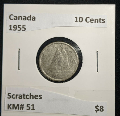 Canada 1955 10 Cents KM# 51 Scratches #058