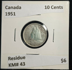 Canada 1951 10 Cents KM# 43 Residue #1145   #9B