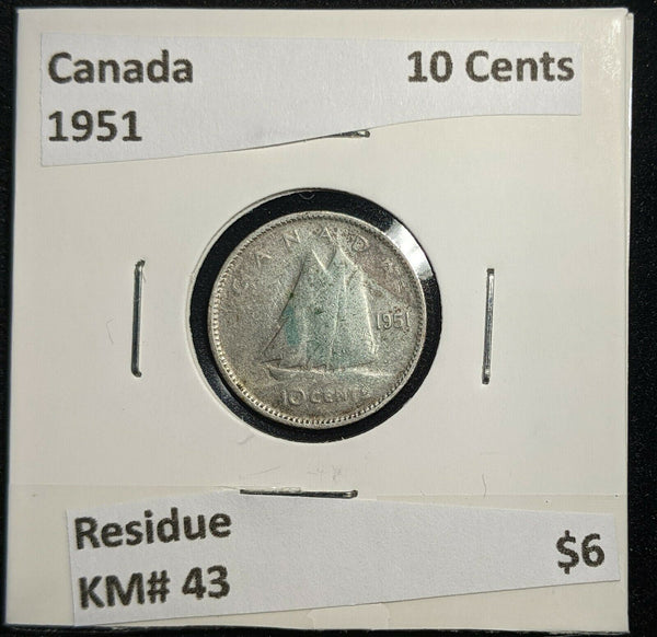 Canada 1951 10 Cents KM# 43 Residue #1145   #9B
