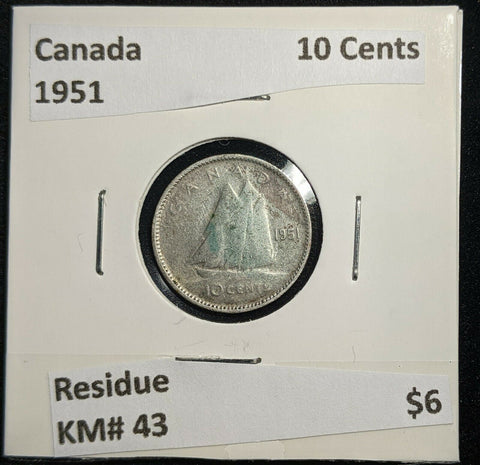 Canada 1951 10 Cents KM# 43 Residue #1145   #9B