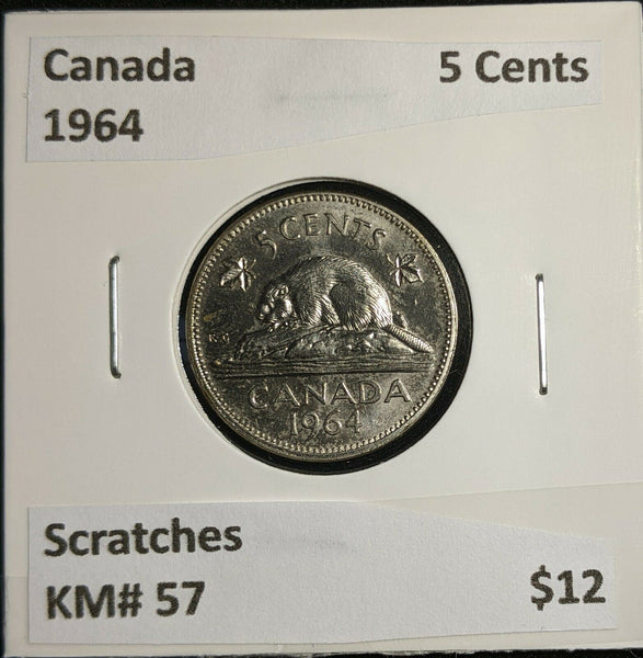 Canada 1964 5 Cents KM# 57 Scratches #1115   9A