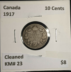 Canada 1917 10 Cents KM# 23 Cleaned #288     9A
