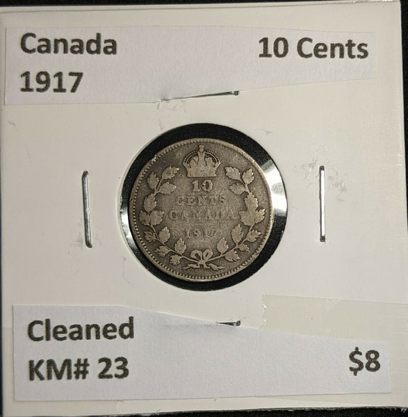 Canada 1917 10 Cents KM# 23 Cleaned #288     9A