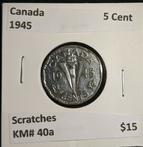 Canada 1945 5 Cent KM# 40a Scratches #1092    9A