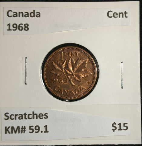 Canada 1968 Cent  KM# 59.1 Scratches #989