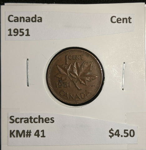 Canada 1951 Cent KM# 41 Scratches #743