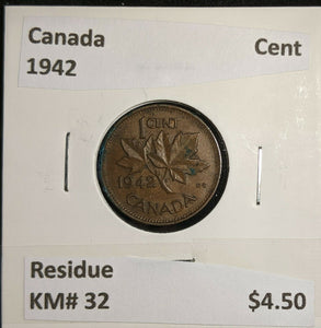 Canada 1942 Cent KM# 32 Residue  #1459