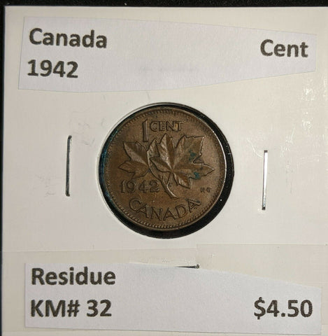 Canada 1942 Cent KM# 32 Residue  #1459