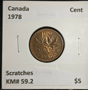 Canada 1978 Cent KM# 59.2 Scratches #616