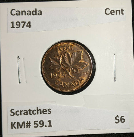 Canada 1974 Cent KM# 59.1 Scratches #589