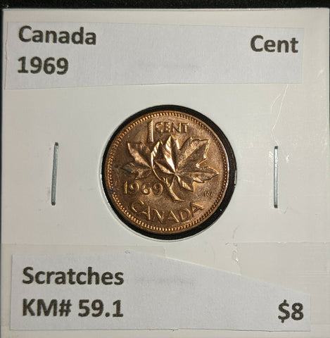 Canada 1969 Cent KM# 59.1 Scratches #971