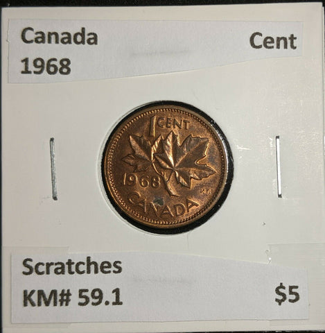 Canada 1968 Cent KM# 59.1 Scratches #982