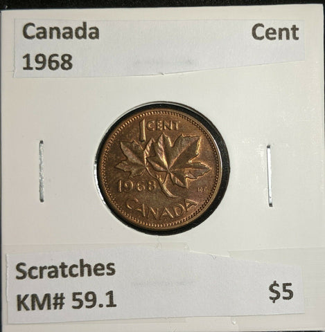 Canada 1968 Cent KM# 59.1 Scratches #627