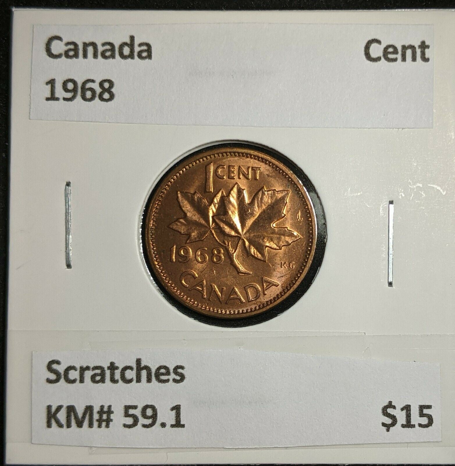 Canada 1968 Cent KM# 59.1 Scratches #934