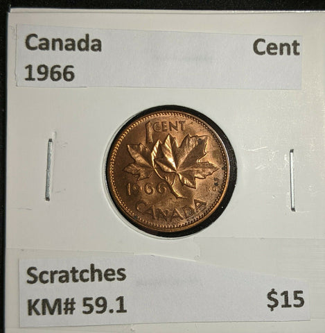 Canada 1966 Cent KM# 59.1 Scratches #620