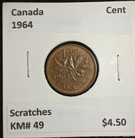 Canada 1964 Cent KM# 49 Scratches #741