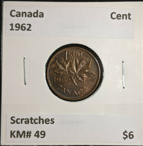 Canada 1962 Cent KM# 49 Scratches #966