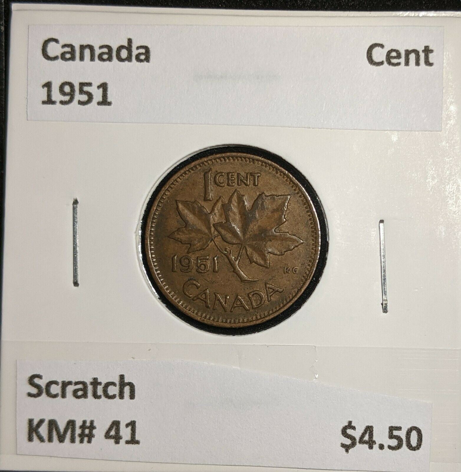 Canada 1951 Cent KM# 41 Scratch #596