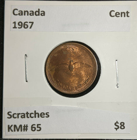 Canada 1967 Cent KM# 65 Scratches  #968