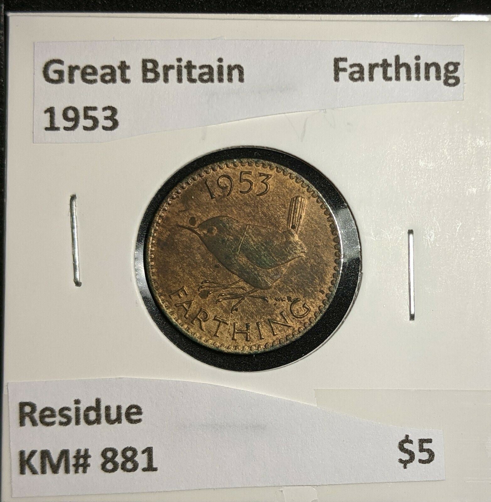 Great Britain 1953 Farthing KM# 881 Residue #020  #16A