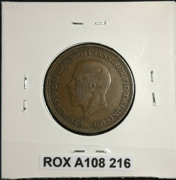 Great Britain 1928 Half Penny 1/2d  KM# 837 Rim Damage #216   #16A