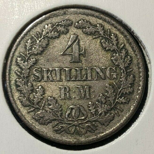 Denmark 1854 FF 4 Skilling Rigsmont KM# 758.1 #283