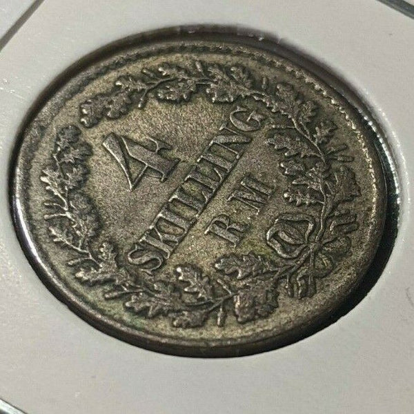 Denmark 1854 FF 4 Skilling Rigsmont KM# 758.1 #283