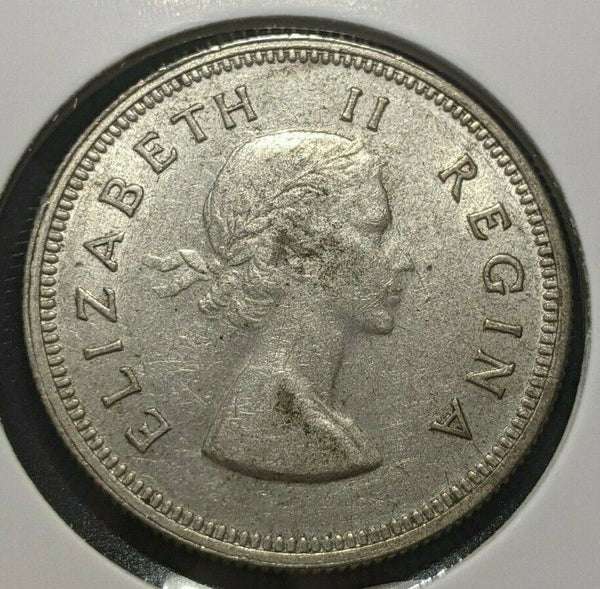 South Africa 1954 2 Shilling 1/-s KM# 50 Cleaned #295     4B