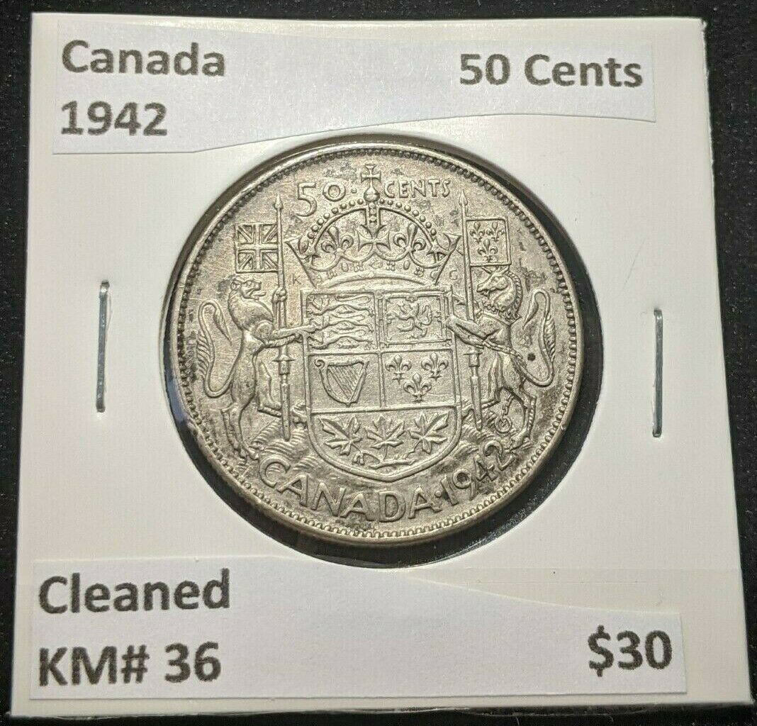 Canada 1942 50 Cents KM# 36 Cleaned #536