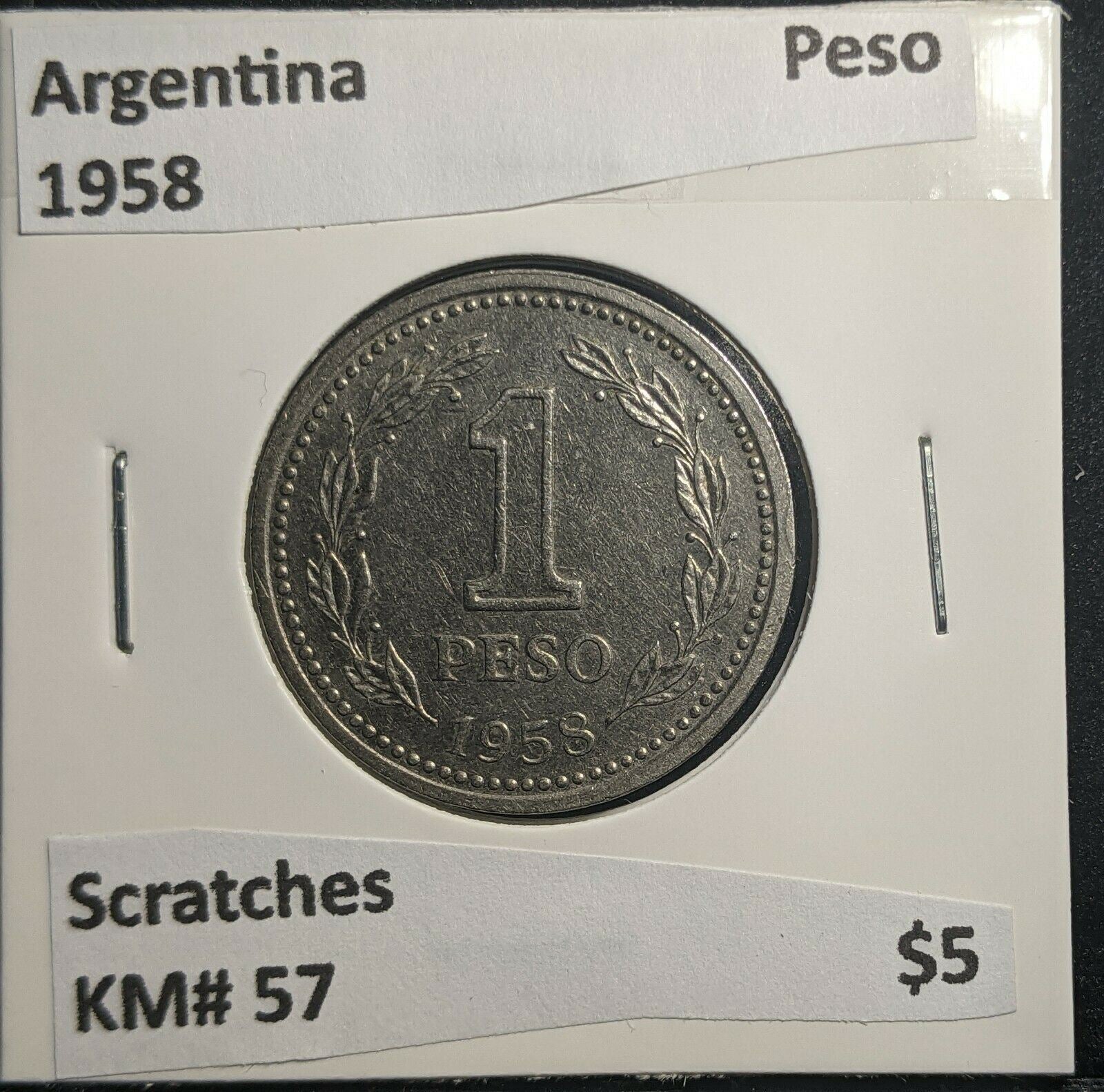 Argentina 1958 Peso KM# 57 Scratches #927 A1