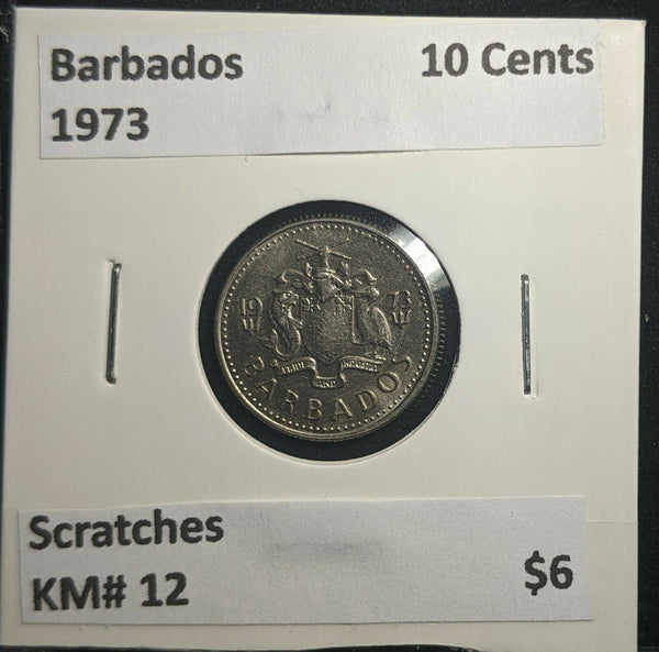 Barbados 1973 10 Cents KM# 12 Scratches #953 A1