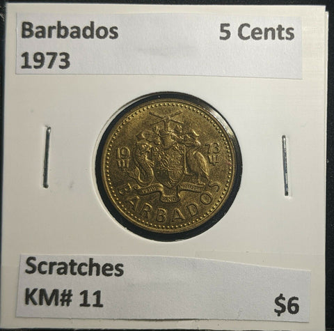 Barbados 1973 5 Cents KM# 11 Scratches #929 A1