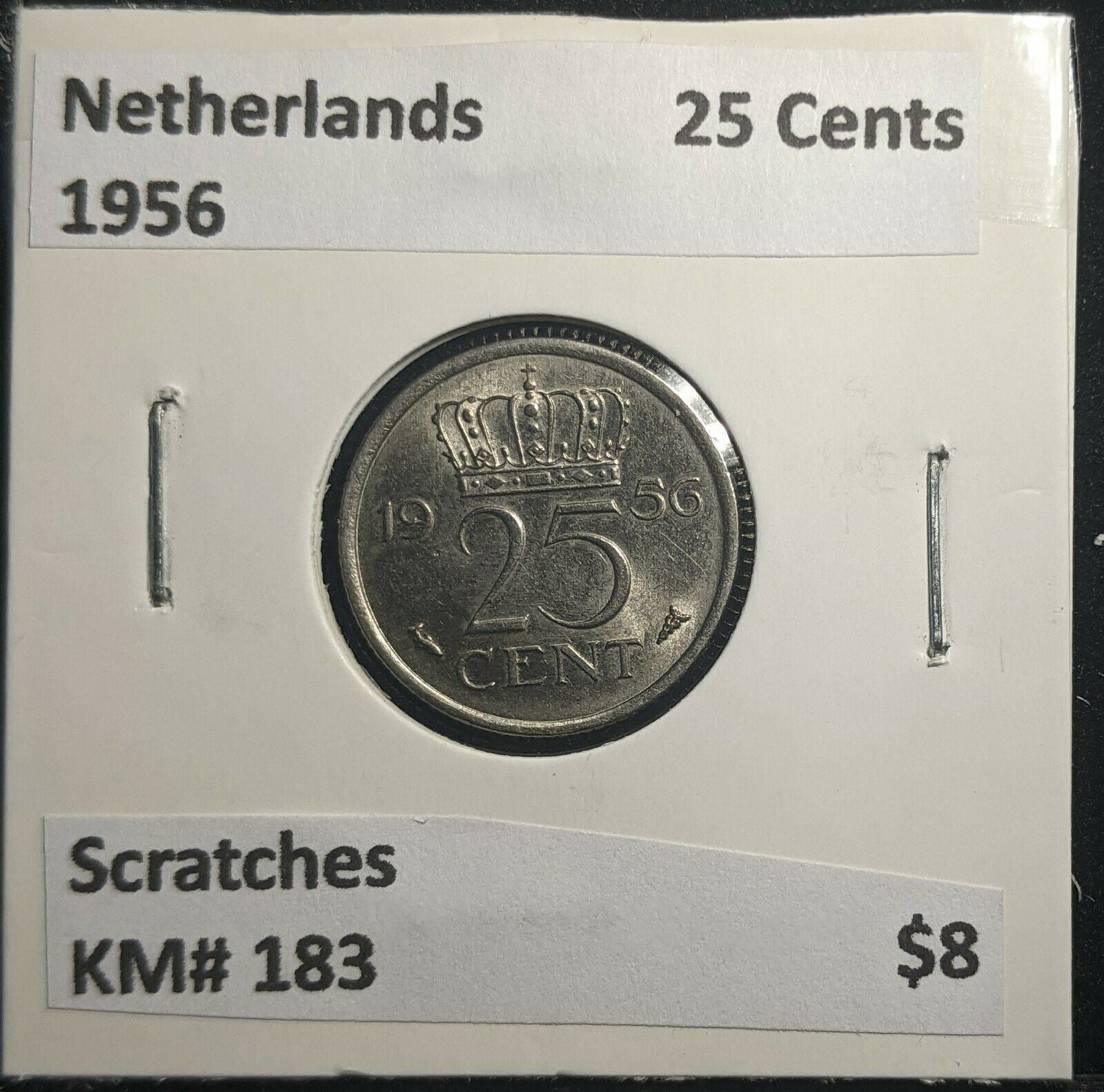 Netherlands 1956 25 Cents KM# 183 Scratches #939 A1