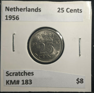 Netherlands 1956 25 Cents KM# 183 Scratches #939 A1